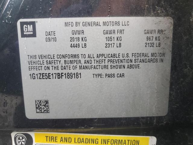 1G1ZE5E17BF189181 - 2011 CHEVROLET MALIBU LTZ BLACK photo 12