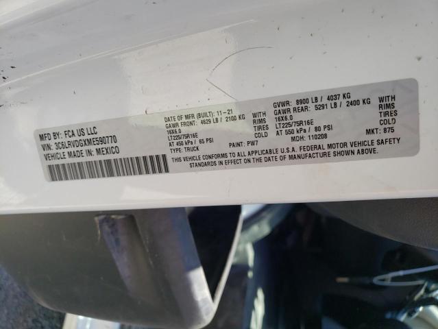 3C6LRVDGXME590770 - 2021 RAM PROMASTER 2500 HIGH WHITE photo 13