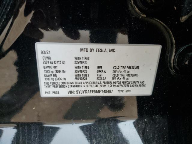 5YJYGAEE5MF148497 - 2021 TESLA MODEL Y 黑色 照片 13