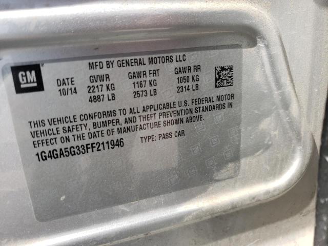 1G4GA5G33FF211946 - 2015 BUICK LACROSSE SILVER photo 12