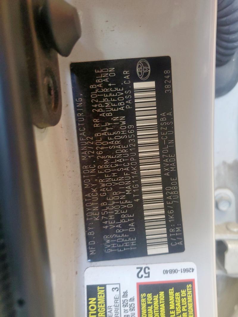 4T1G11AK0PU123569 - 2023 TOYOTA CAMRY SE NIGHT SHADE WHITE photo 13