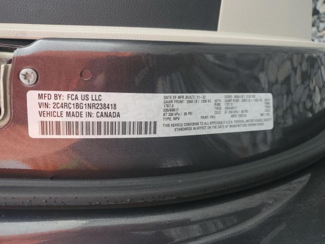 2C4RC1BG1NR238418 - 2022 CHRYSLER PACIFICA TOURING L GRAY photo 13