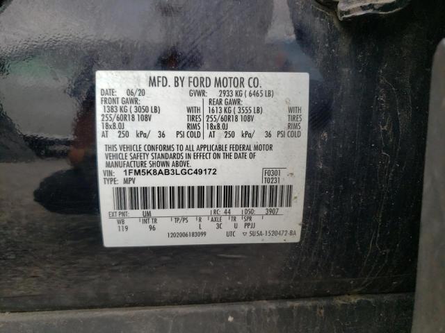 1FM5K8AB3LGC49172 - 2020 FORD EXPLORER POLICE INTERCEPTOR BLACK photo 13