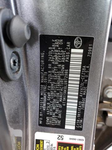 4T1M11AK6LU872986 - 2020 TOYOTA CAMRY SE GRAY photo 12