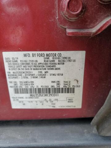 MAJ3S2GE5KC293311 - 2019 FORD ECOSPORT SE წითელი ფოტო 12