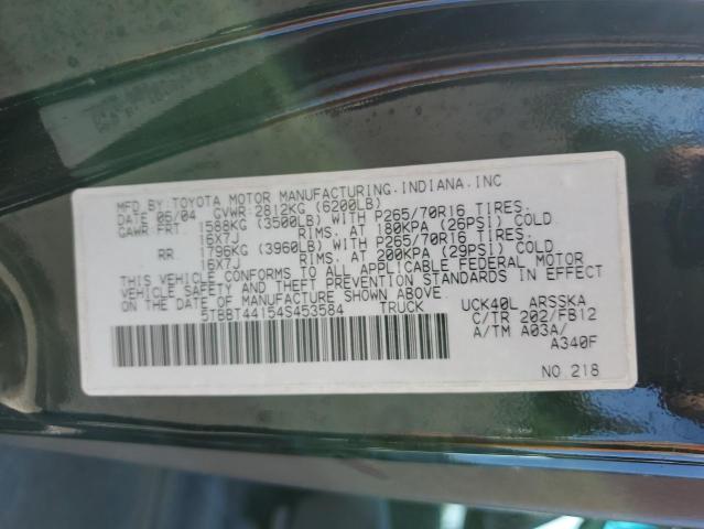 5TBBT44154S453584 - 2004 TOYOTA TUNDRA ACCESS CAB SR5 BLACK photo 12