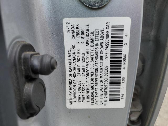 2HGFB2F95CH595337 - 2012 HONDA CIVIC EXL 银色 照片 13