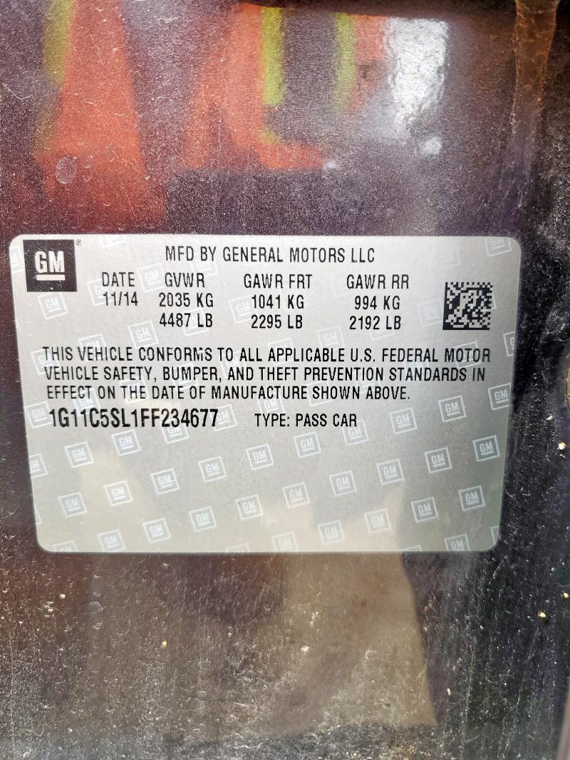 1G11C5SL1FF234677 - 2015 CHEVROLET MALIBU 1LT GRAY photo 12