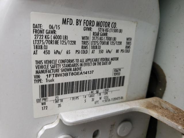 1FT8W3BT8GEA14137 - 2016 FORD F350 SUPER DUTY WHITE photo 13