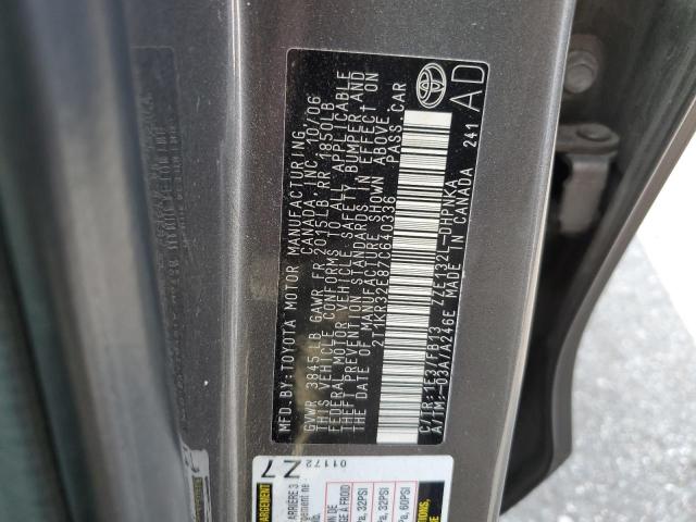 2T1KR32E87C640336 - 2007 TOYOTA MATRIX XR GRAY photo 12