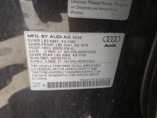 WA1AV74L67D007468 - 2007 AUDI Q7 4.2 QUATTRO BLACK photo 13