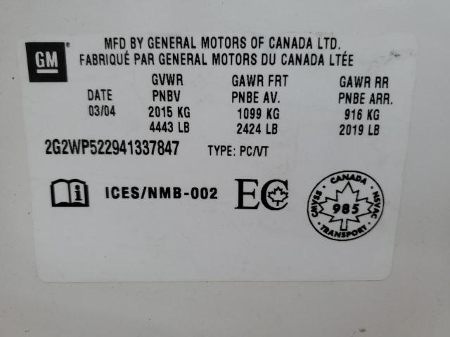 2G2WP522941337847 - 2004 PONTIAC GRAND PRIX GT WHITE photo 12