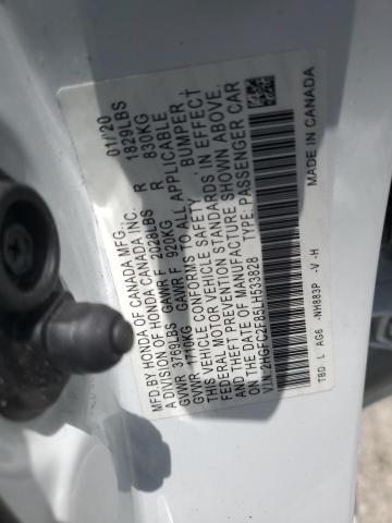 2HGFC2F85LH533828 - 2020 HONDA CIVIC SPORT 白色 照片 12