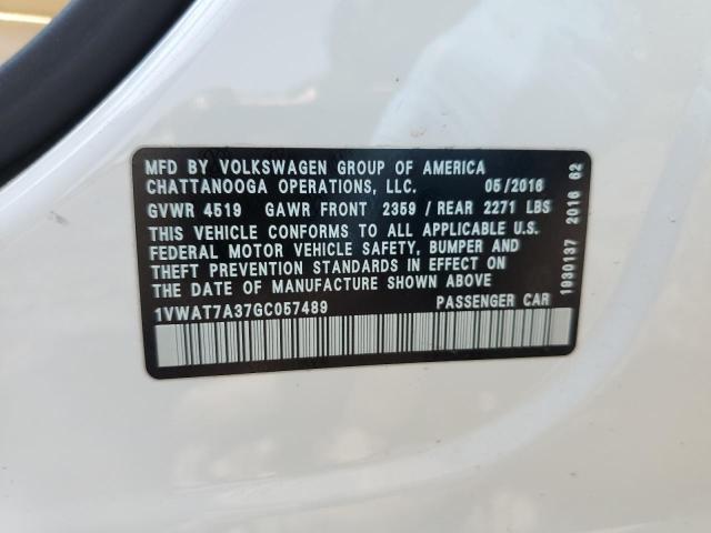 1VWAT7A37GC057489 - 2016 VOLKSWAGEN PASSAT S WHITE photo 13