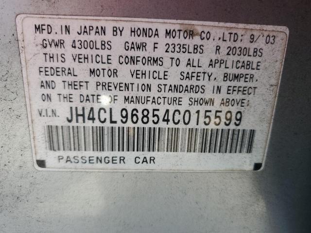 JH4CL96854C015599 - 2004 ACURA TSX SILVER photo 12