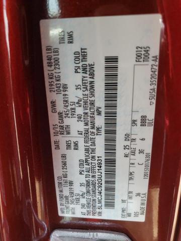 5LMCJ4C92GUJ14931 - 2016 LINCOLN MKC BLACK LABEL Rot Foto 14