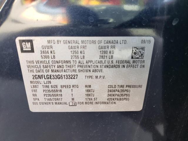 2GNFLGE33G6133227 - 2016 CHEVROLET EQUINOX LTZ BLUE photo 13