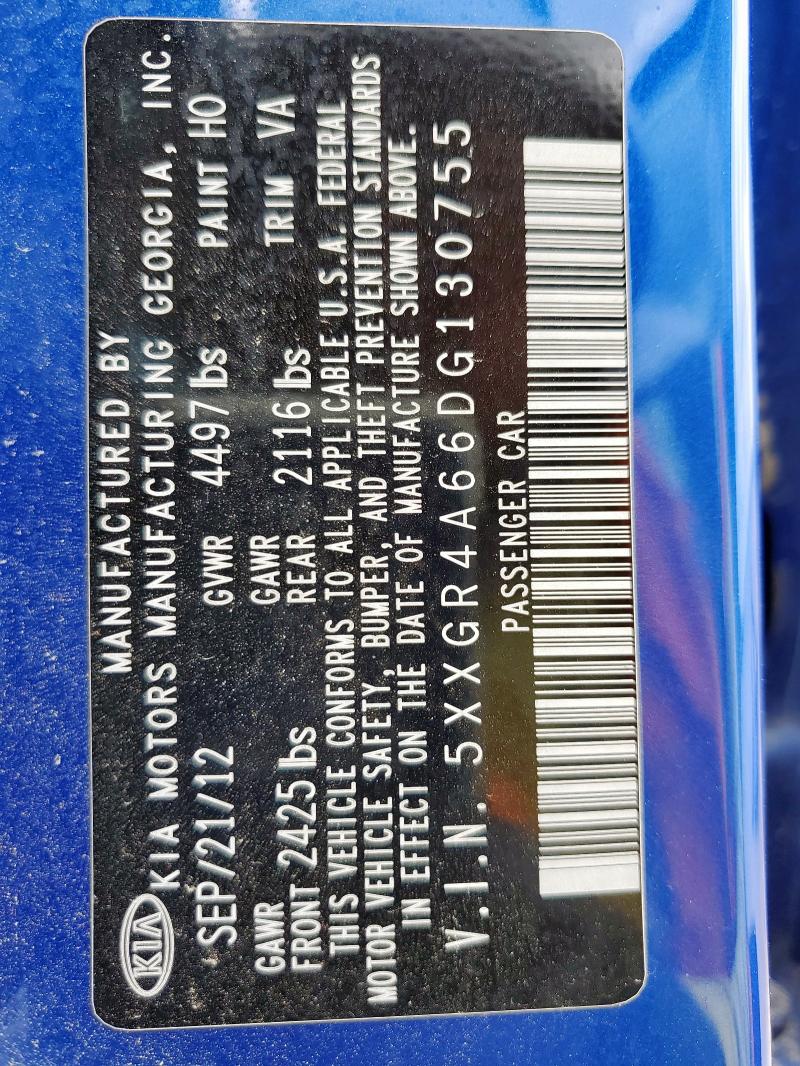 5XXGR4A66DG130755 - 2013 KIA OPTIMA SX Bleu photo 14