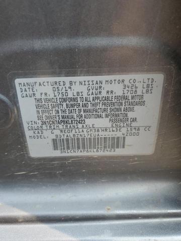 3N1CN7AP8KL872423 - 2019 NISSAN VERSA S GRAY photo 13