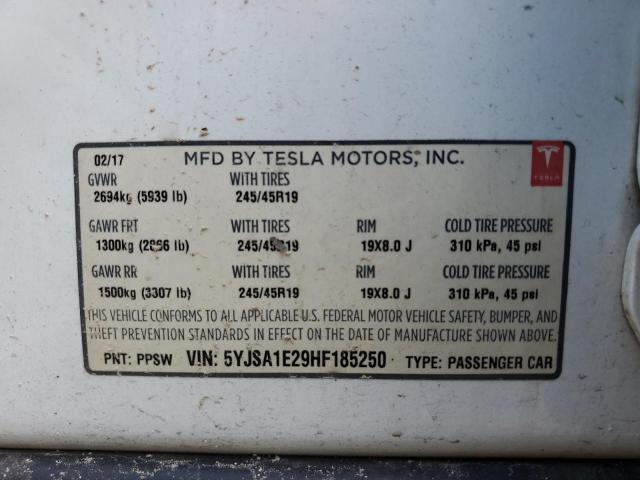 5YJSA1E29HF185250 - 2017 TESLA MODEL S Ağ foto 13