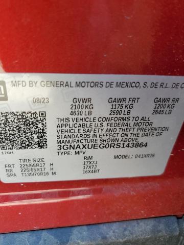 3GNAXUEG0RS143864 - 2024 CHEVROLET EQUINOX LT RED photo 14