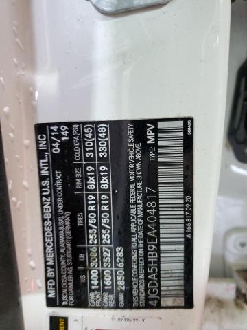 4JGDA5HB9EA404817 - 2014 MERCEDES-BENZ ML 350 4MATIC WHITE photo 13