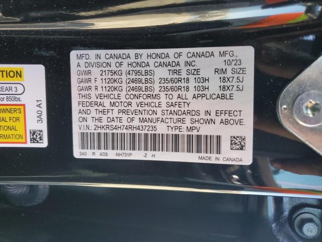 2HKRS4H74RH437235 - 2024 HONDA CR-V EXL BLACK photo 13