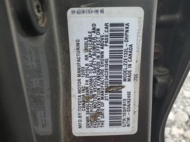 2T1KR32E34C261045 - 2004 TOYOTA COROLLA MA XR GRAY photo 13