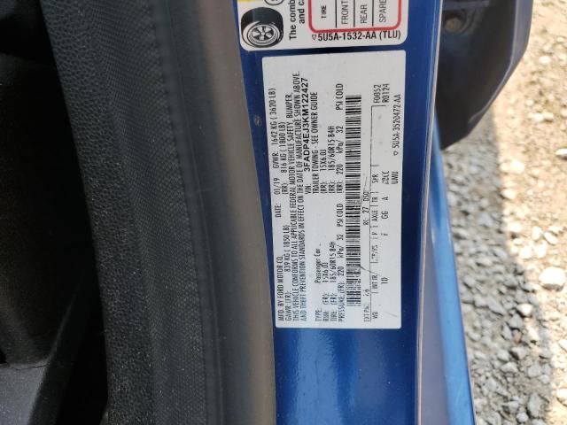 3FADP4EJ3KM122427 - 2019 FORD FIESTA SE 蓝色 照片 12