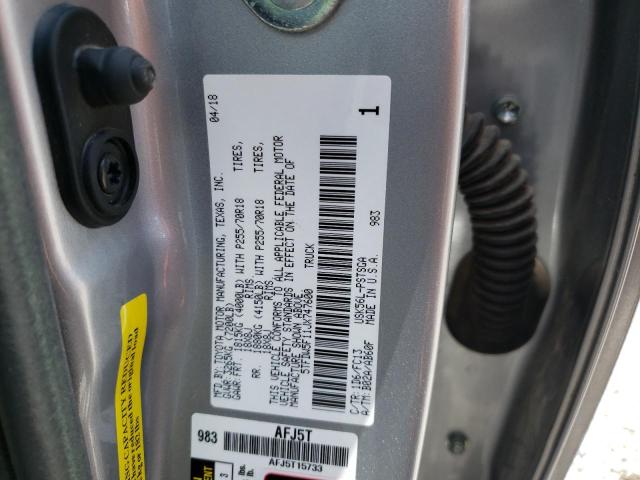 5TFDW5F11JX747600 - 2018 TOYOTA TUNDRA CREWMAX SR5 SILVER photo 12