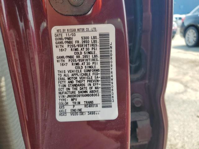 JN8DR09Y64W906063 - 2004 NISSAN PATHFINDER LE Qəhvəyi foto 13