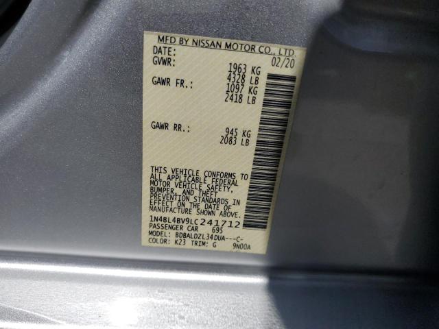 1N4BL4BV9LC241712 - 2020 NISSAN ALTIMA S SILVER photo 13