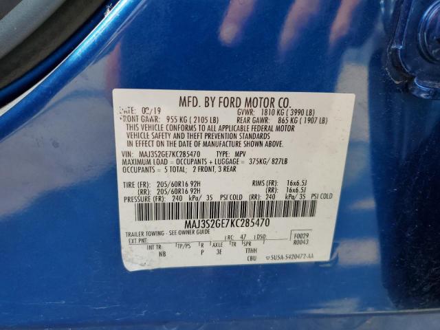 MAJ3S2GE7KC285470 - 2019 FORD ECOSPORT SE ლურჯი ფოტო 13