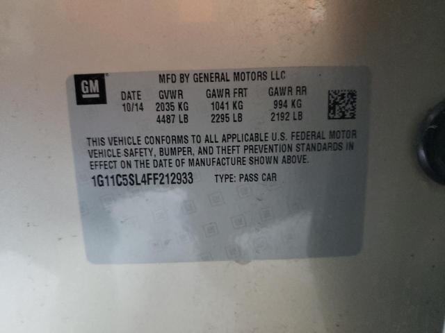 1G11C5SL4FF212933 - 2015 CHEVROLET MALIBU 1LT 银色 照片 12