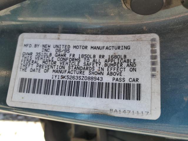 1Y1SK5263SZ088943 - 1995 GEO PRIZM BASE BLUE photo 12