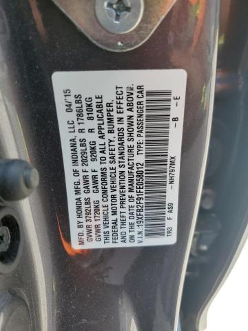 19XFB2F91FE058012 - 2015 HONDA CIVIC EXL 石墨色 照片 12