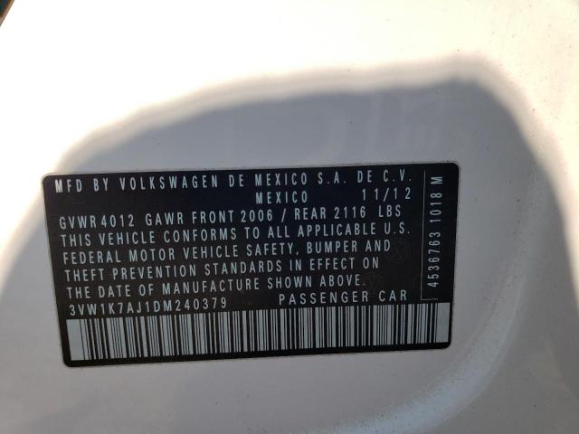 3VW1K7AJ1DM240379 - 2013 VOLKSWAGEN JETTA BASE 白色 照片 13