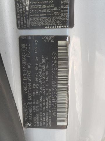 WBABS33491JY52469 - 2001 BMW 3 SERIES CI SILVER photo 12