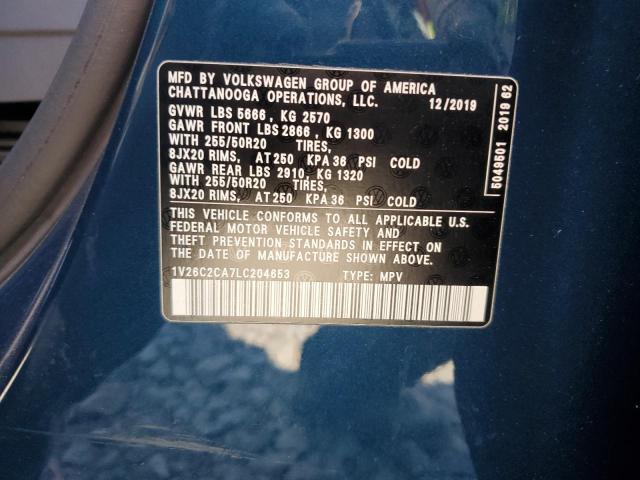 1V26C2CA7LC204653 - 2020 VOLKSWAGEN ATLAS CROS SE Синий фото 13