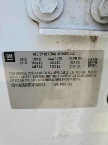 1G11A5SA2GU140051 - 2016 CHEVROLET MALIBU LIM LS თეთრი ფოტო 12