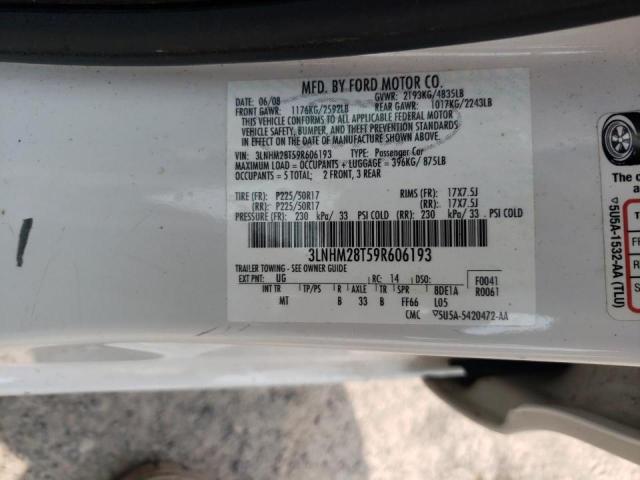 3LNHM28T59R606193 - 2009 LINCOLN MKZ WHITE photo 12