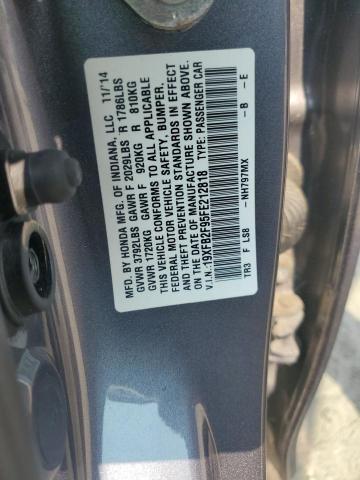 19XFB2F95FE212818 - 2015 HONDA CIVIC EXL GRAY photo 12