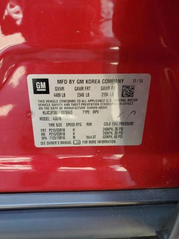 KL4CJFSBXFB076943 - 2015 BUICK ENCORE CONVENIENCE 勃艮第红 照片 12