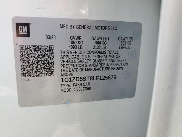1G1ZD5ST8LF125676 - 2020 CHEVROLET MALIBU LT 白色 照片 12