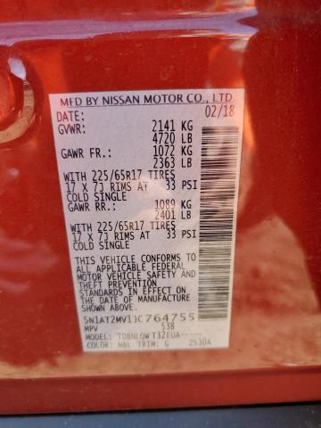 5N1AT2MV1JC764755 - 2018 NISSAN ROGUE S RED photo 14