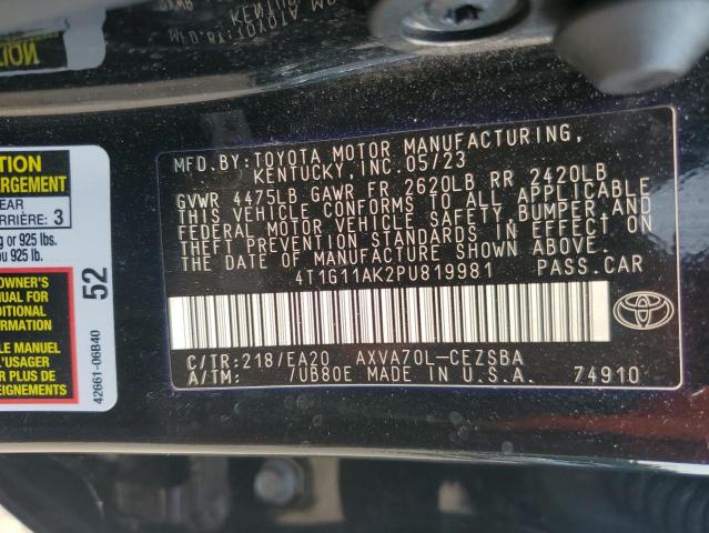 4T1G11AK2PU819981 - 2023 TOYOTA CAMRY SE NIGHT SHADE BLACK photo 12