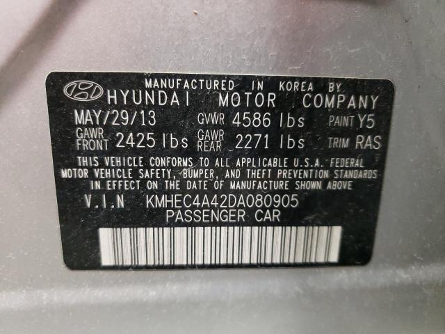 KMHEC4A42DA080905 - 2013 HYUNDAI SONATA HYBRID SILVER photo 12