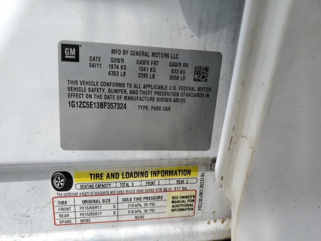 1G1ZC5E13BF357324 - 2011 CHEVROLET MALIBU 1LT WHITE photo 12