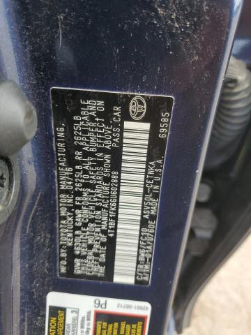 4T1BF1FK6GU602888 - 2016 TOYOTA CAMRY LE BLUE photo 12