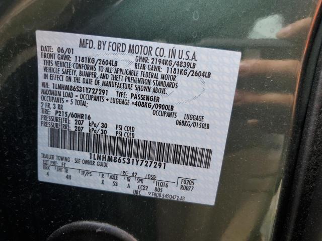 1LNHM86S31Y727291 - 2001 LINCOLN LS 绿色 照片 12